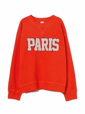 H&M Orange 'PARIS' Graphic Crewneck Sweater